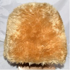 Vintage Faux Mouton Lamb Fur Fluffy Mujers Gold Bucket Hat with Back Zipper Sz M  eb-43442043